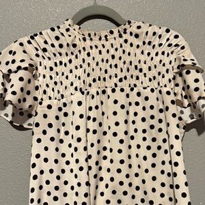 Ann Taylor Cream and Black Polka Dot Blouse